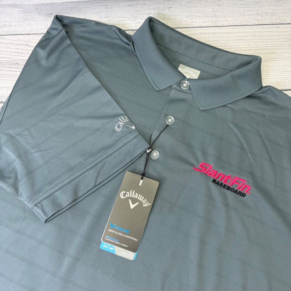 Callaway Vent Short Sleeve Open Mesh Polo Shirt Men's Large Grey Cool New *Logo*